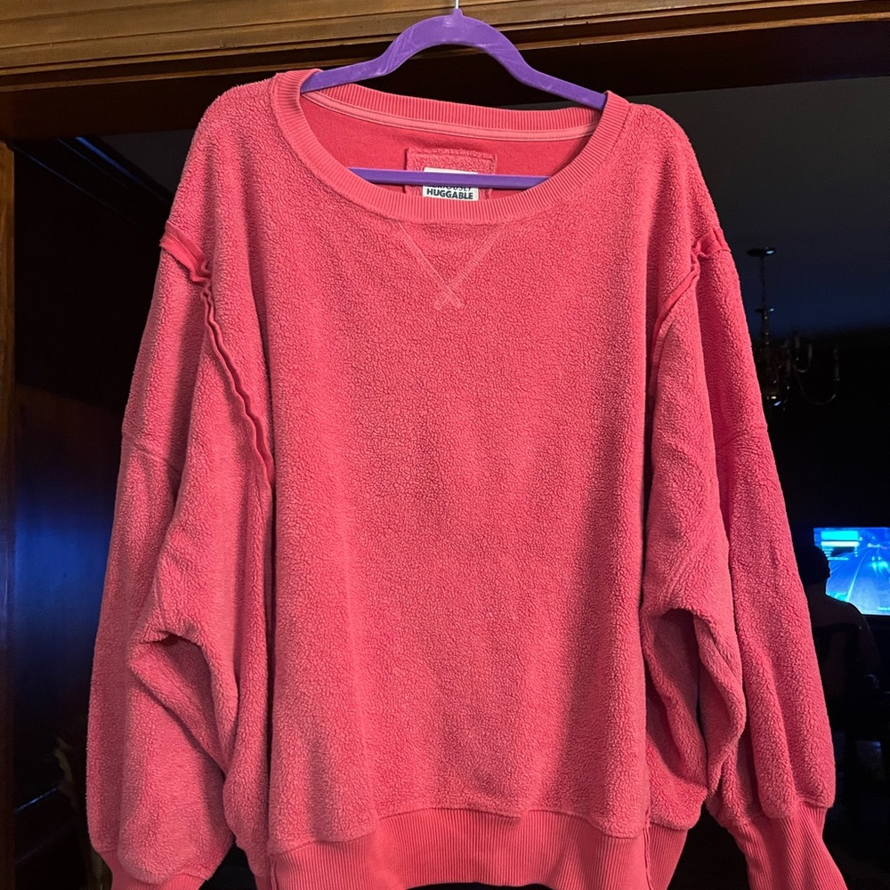American Eagle Outfitters Pink Cozy Crewneck Sweatshirt